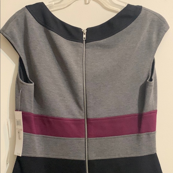 Maggy London Black Gray Sheath Mini Dress V-Neck - Picture 5 of 8